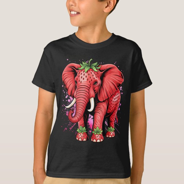 Strawberry Elephant Italian Brain Rot Meme Birthda T-Shirt (Front)