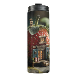 Strawberry Fairy House with Miniature Washing Line Thermal Tumbler