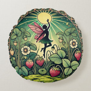 Strawberry Fairy Round Pillow
