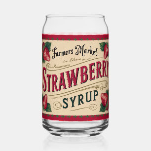 Strawberry farm can glass