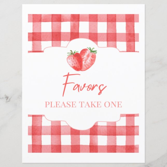Strawberry Favour Sign | 8x10" Strawberry Sign (Front)