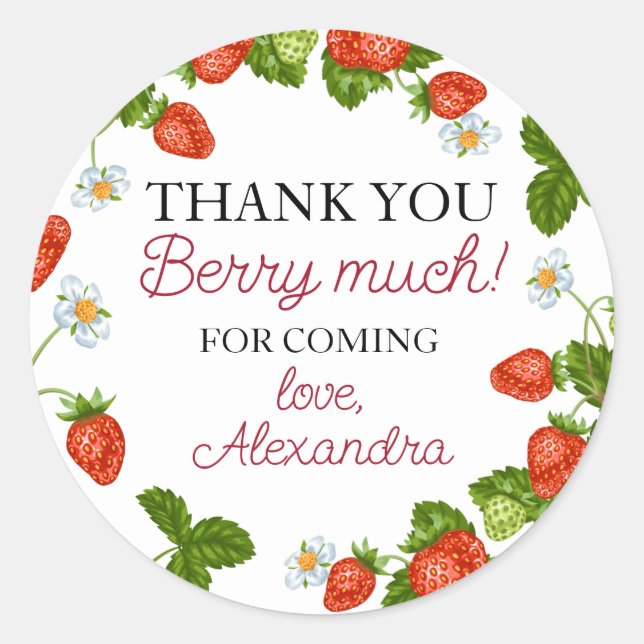 Strawberry Favour Tags Birthday Berry Much (Front)