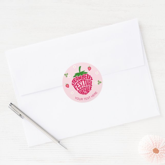 Strawberry Festival Forever Cute Customizable Classic Round Sticker (Envelope)