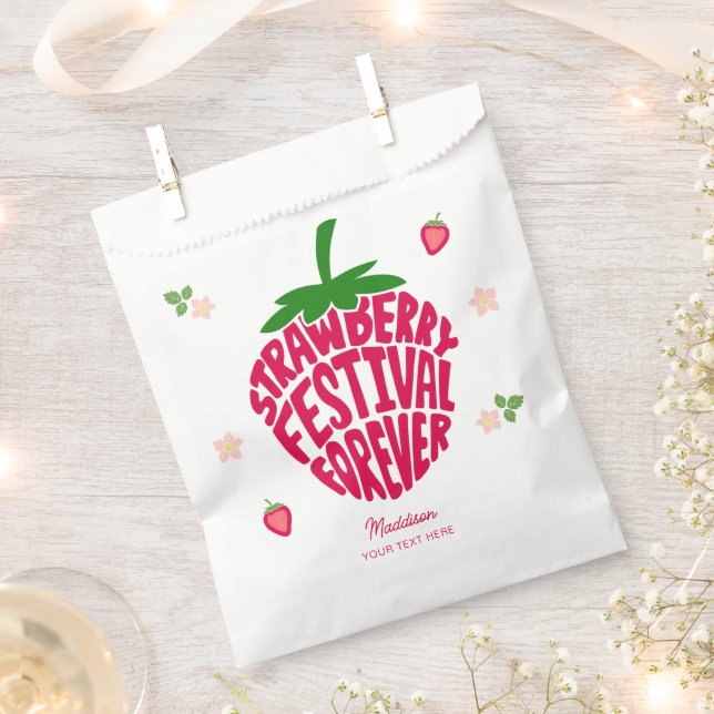 Strawberry Festival Forever Cute Customizable Favour Bag (Clipped)