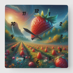 Strawberry Field of Dreams Square Wall Clock