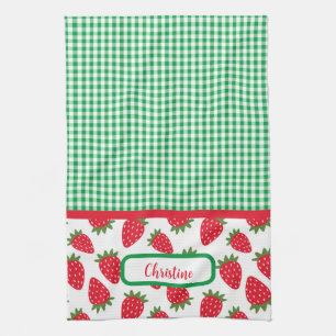 Strawberry Fields and Green Gingham Kitchen Towels