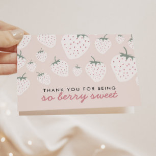 Strawberry Fields Berry Sweet Pink Girl Thank You Card