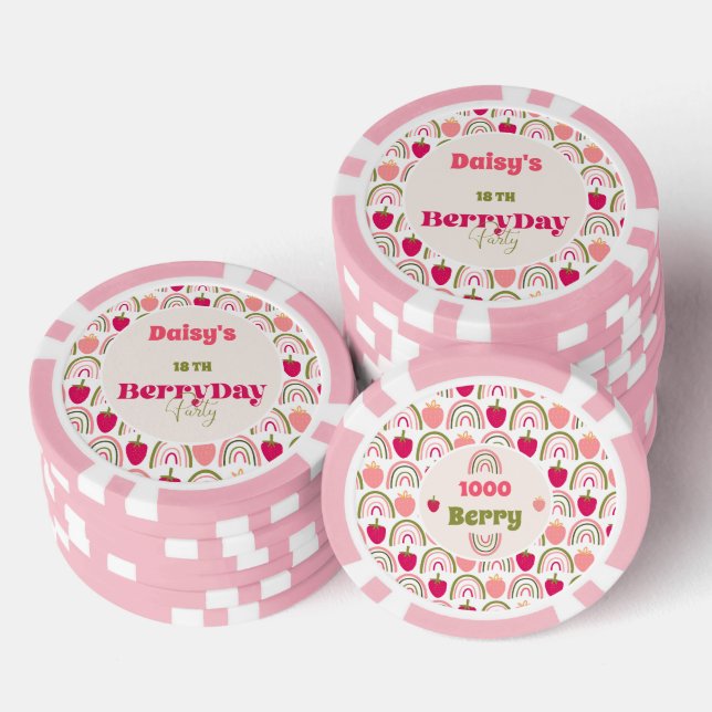 Strawberry Fields Delight Birthday Poker Chips (Stack)
