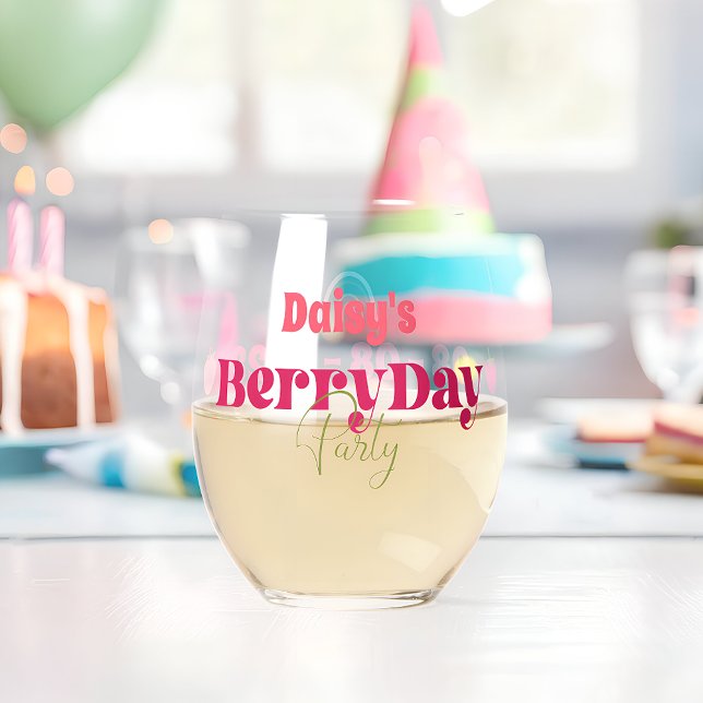 Strawberry Fields Delight Birthday Stemless Wine Glass (Creator Uploaded)