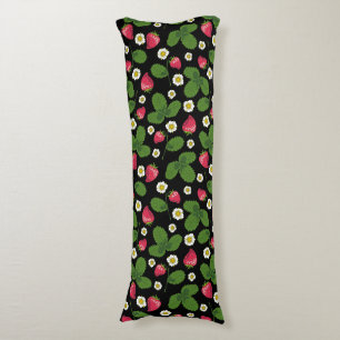 Strawberry Fields on Black Body Pillow