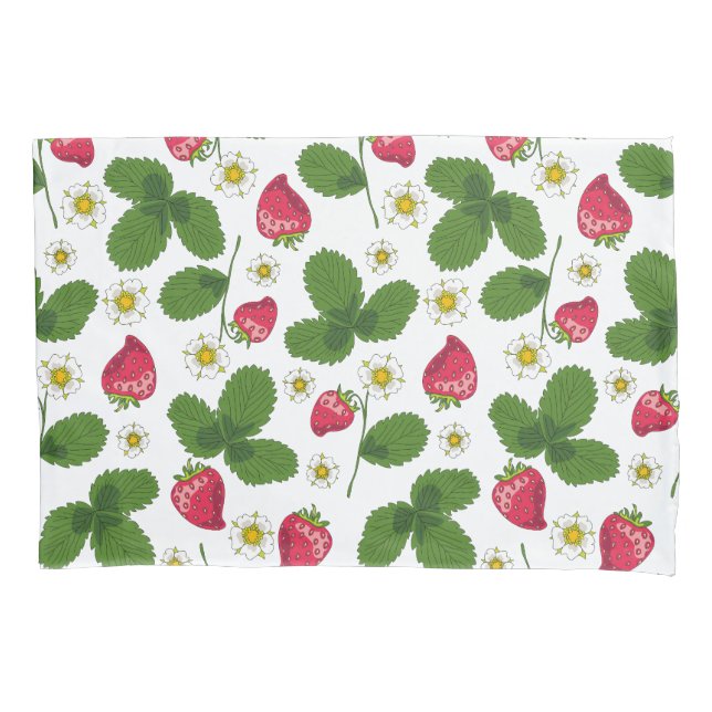 Strawberry Fields on White Pillowcase (Front-Left)