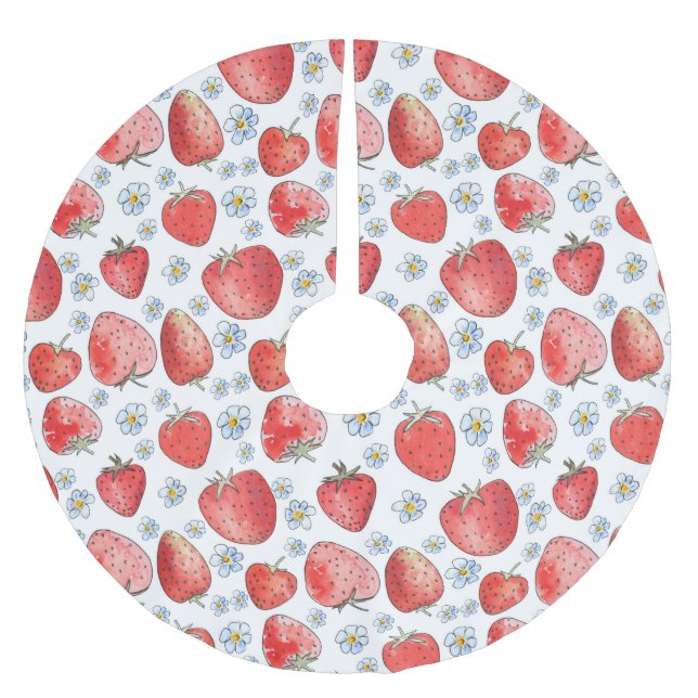 Strawberry Fields: Summer Freshness Brushed Polyester Tree Skirt (Front)