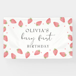 Strawberry First Birthday 1st Berry Sweet  Banner