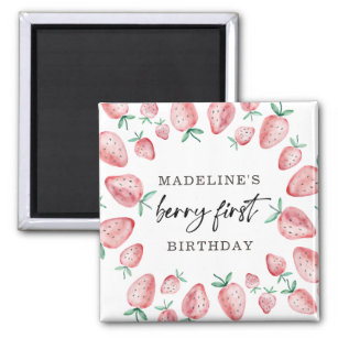 Strawberry First Birthday 1st Berry Sweet Girl  Magnet