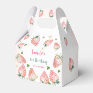 Strawberry First Birthday 1st  Favor Box