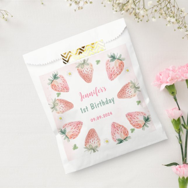 Strawberry First Birthday 1st  Favour Bag (Sealed)