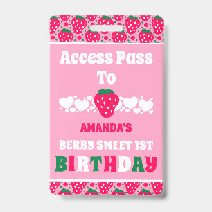 Strawberry First Birthday Celebration Badge