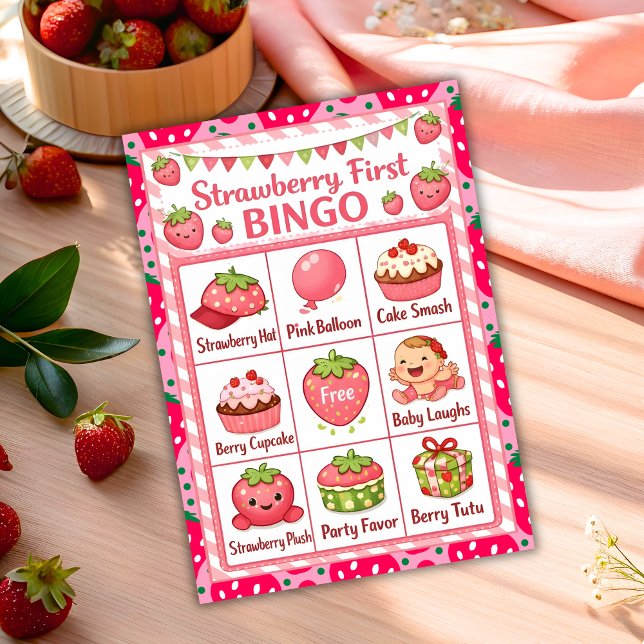 Strawberry First Birthday Celebration Bingo Card (Creator Uploaded)