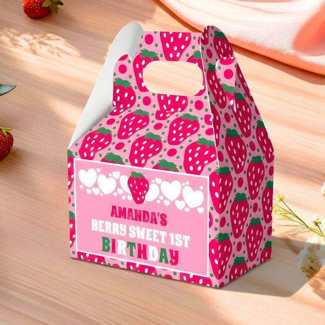 Strawberry First Birthday Celebration Favor Box (Creator Uploaded)