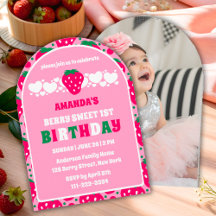 Strawberry First Birthday Celebration Photo Arch