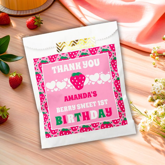 Strawberry First Birthday Celebration Thank You Favour Bag (Creator Uploaded)