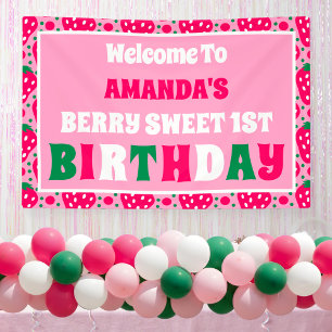 Strawberry First Birthday Celebration Welcome Banner