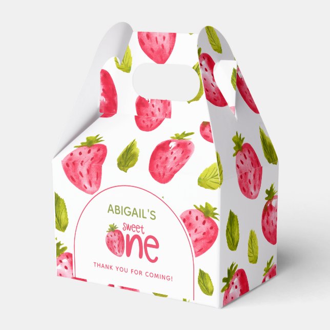 Strawberry First Birthday Favor Box (Front Side)