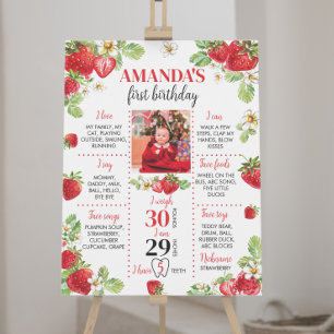 Strawberry First Birthday Milestone Sign