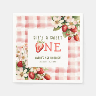 Strawberry First Birthday Party Berry Napkin