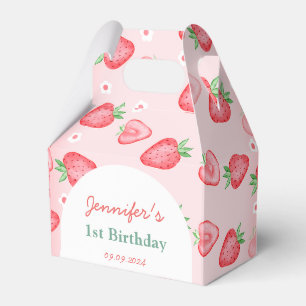 Strawberry First Birthday Party Favor Box