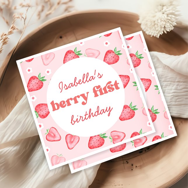 Strawberry First Birthday Party  Napkin (Creator Uploaded)