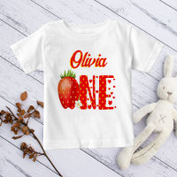 Strawberry first birthday personalized name