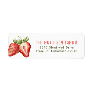 Strawberry First Birthday Return Address