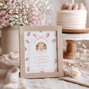 Strawberry First Birthday Welcome Sign Berry Sweet
