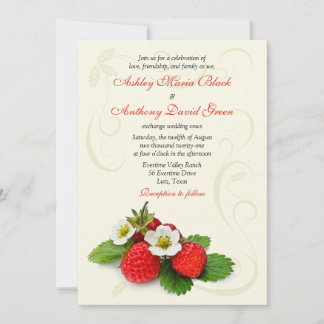 Strawberry Floral Wedding Invitation