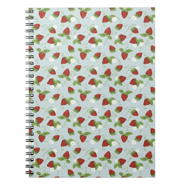 Strawberry Floral Whimsical Spiral-Bound Notebook (Front)