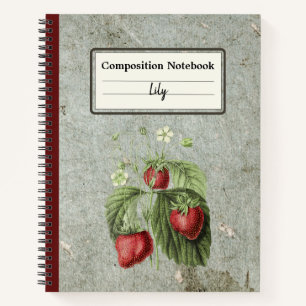 Strawberry Flowers and Fruits Personalized Comp Notebook