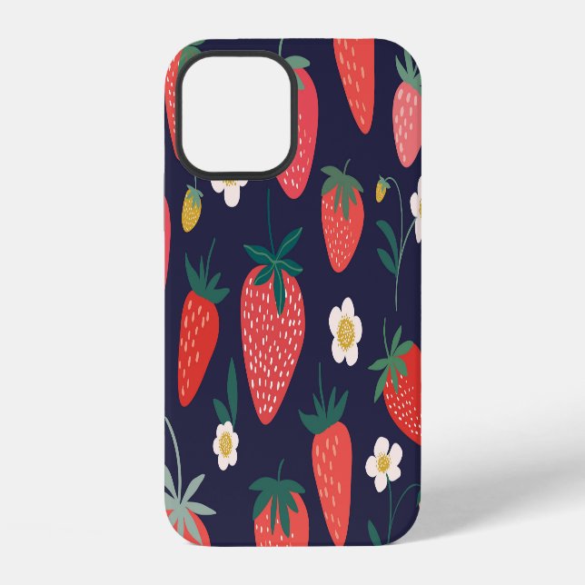 Strawberry Flowers & Fruits: Decorative Pattern iPhone Case (Back)