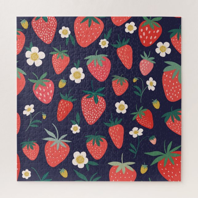 Strawberry Flowers & Fruits: Decorative Pattern Jigsaw Puzzle (Vertical)