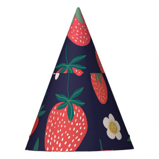 Strawberry Flowers & Fruits: Decorative Pattern Party Hat