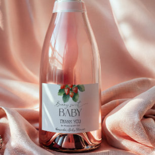 Strawberry Fresh Market Berry Sweet Baby Shower Sparkling Wine Label