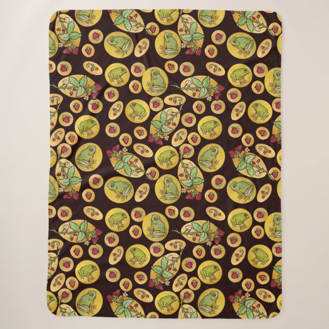Strawberry Frogs Forever  Sherpa Blanket (Front)