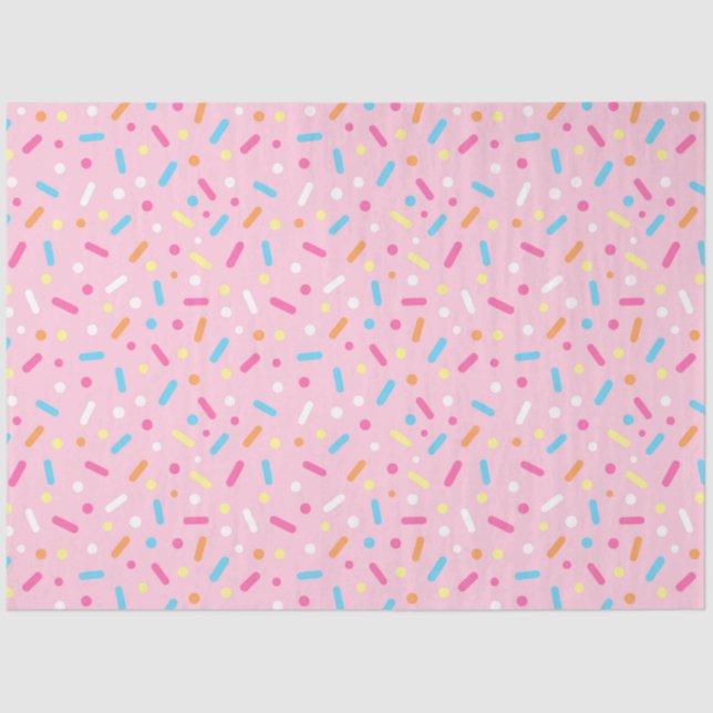 Strawberry Frosting Icing & Doughnut Sprinkles Tissue Paper (Front)