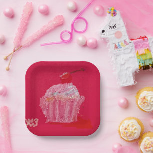 Strawberry Frosting Paper Plate
