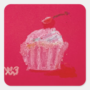 Strawberry Frosting Square Sticker