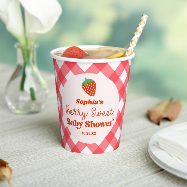 Strawberry Fruit A Berry Sweet Baby Shower Paper Cups (Insitu)