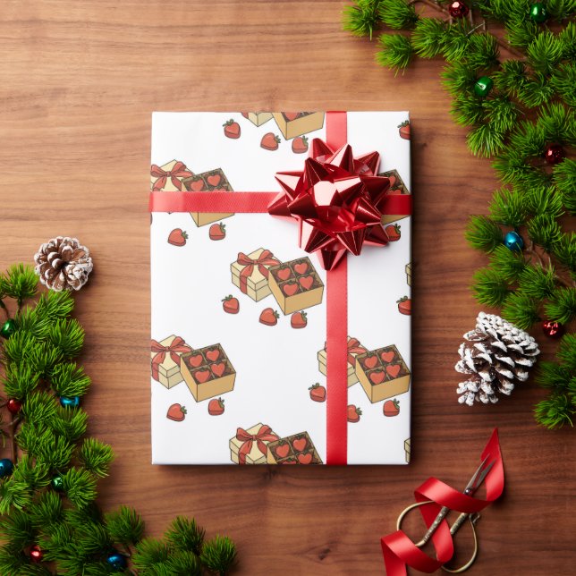 Strawberry fruit a box of sweets wrapping paper (Holiday Gift)