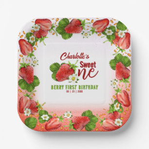 Strawberry Fruit Birthday Party Paper Plate