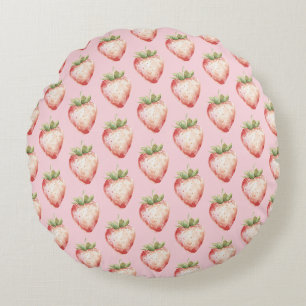 Strawberry Fruit Birthday Round Pillow