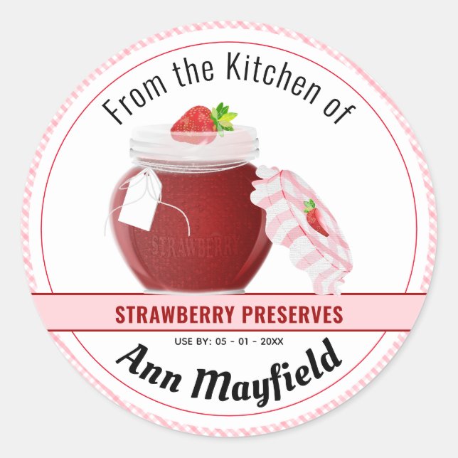 Strawberry Fruit Canning | Jam Jar Label (Front)